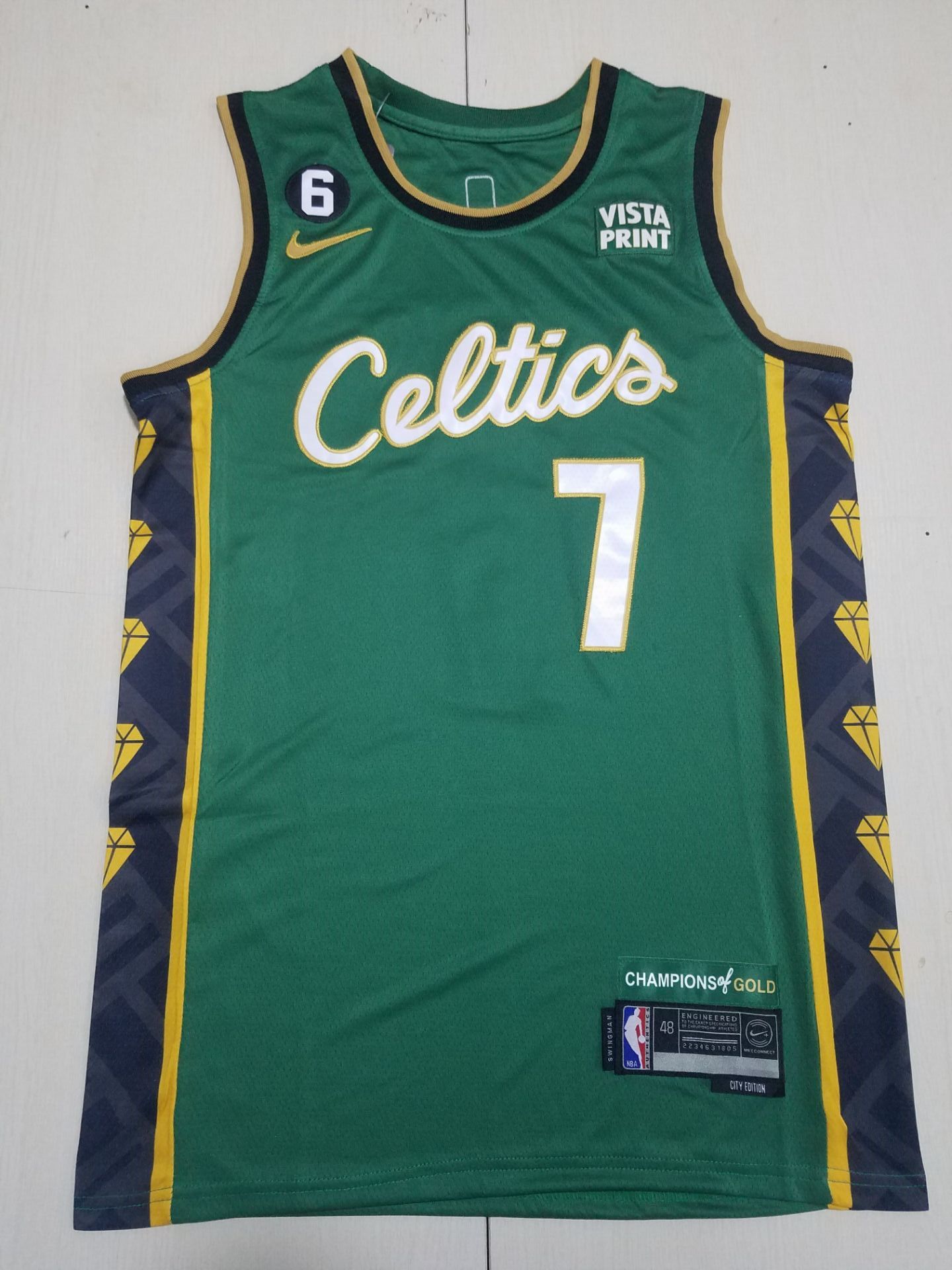 Men Boston Celtics 7 Brown Green 2022 Nike NBA Jersey
